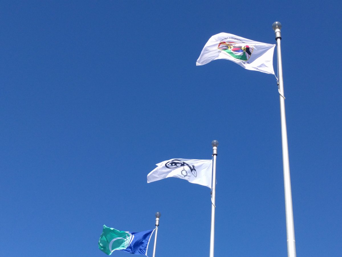 The flags of the Algonquins of Pikwakanagan First Nation and the Algonquin Anishinabeg Nation Tribal Council were permanently raised outside Ottawa City Hall on June 21, 2018 – National Indigenous Peoples Day.