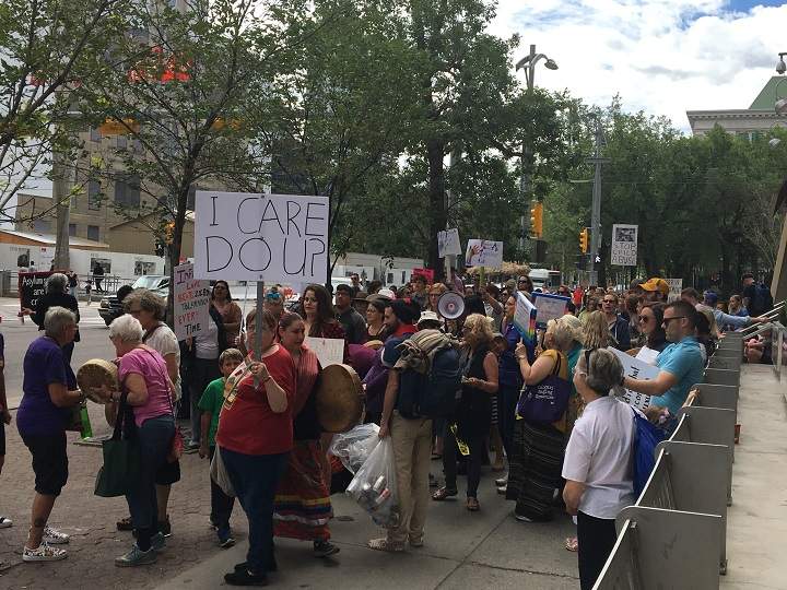 Protesters at U.S. consulate in Calgary .
