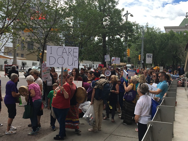 Protesters at U.S. consulate in Calgary .