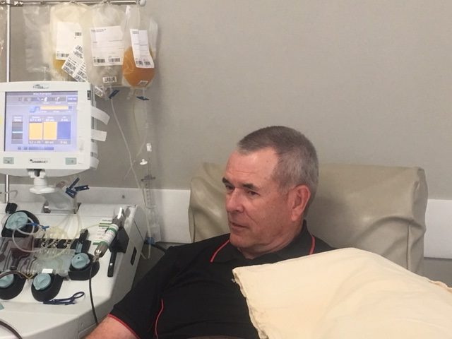Joe Connors has donated for the 600th time, at the Canadian Blood Services donor clinic in Ancaster.