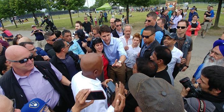 Prime Minister Justin Trudeau attends Fête nationale festivities in his Papineau riding on Saturday, June 23, 2018.
