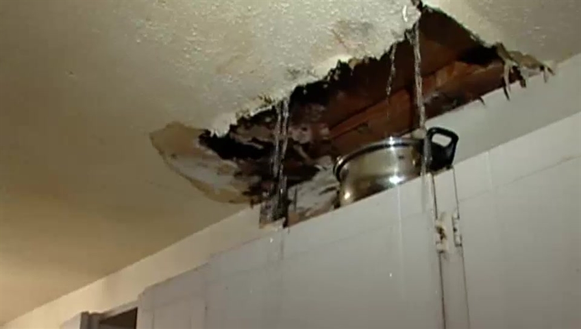 A leak in the ceiling at the Balmoral Hotel.