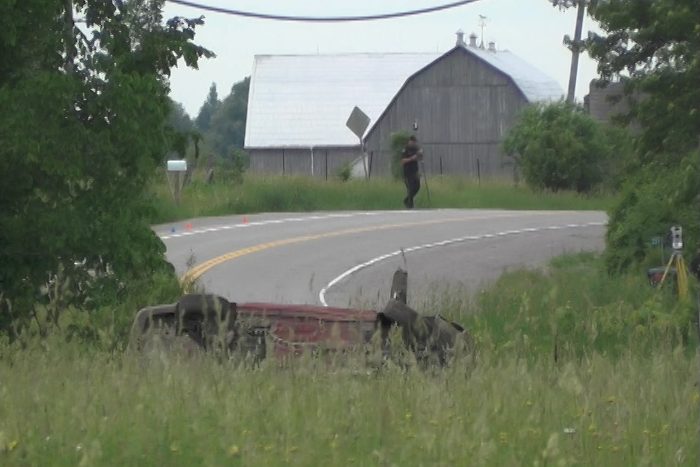 One person suffered serious injuries and two others were hurt after a vehicle crashed near Cameron, north of Lindsay on Saturday morning.