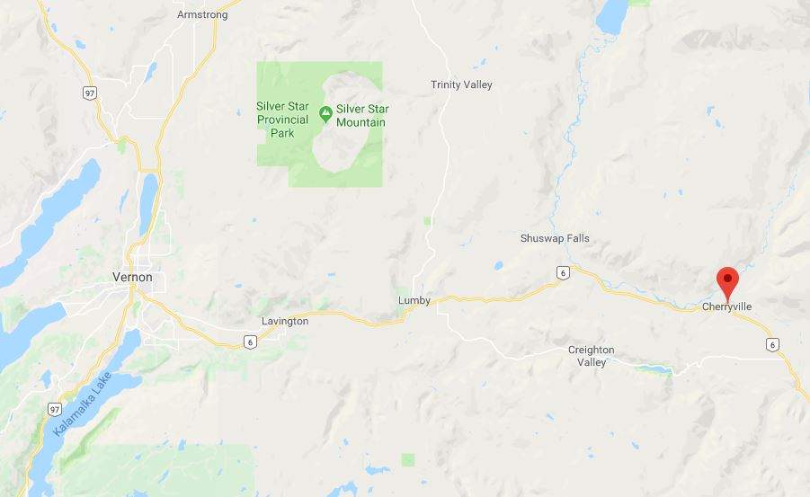 Cherryville is approximately 52 kilometres east of Vernon on Highway 6.