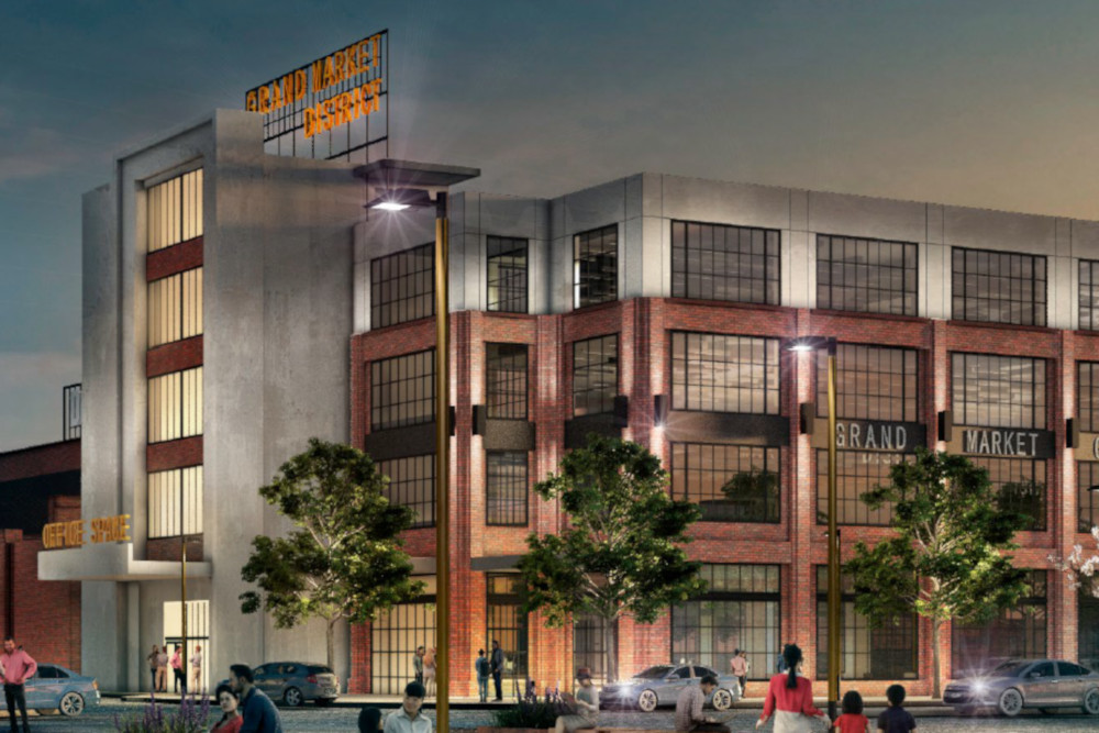 The face of one of the office buildings proposed to be built at at Fairview Park Mall.