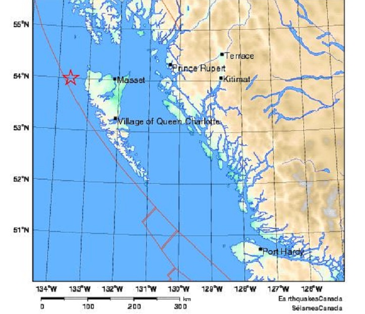 No tsunami or damage expected after earthquake west of Haida Gwaii - image