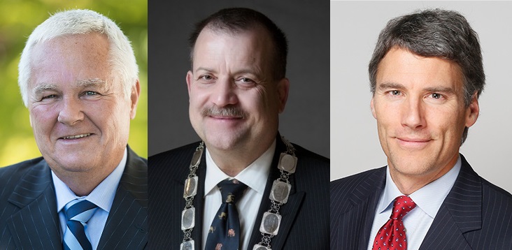 West Vancouver Mayor Michael Smith, Pitt Meadows Mayor John Becker and Vancouver Mayor Gregor Robertson.