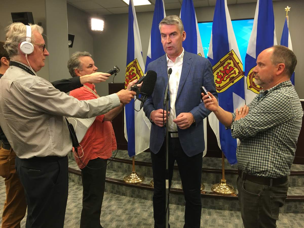 NS Premier Stephen McNeil speaking to media.