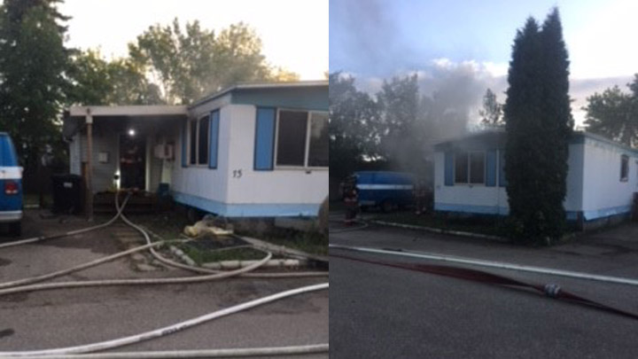 A neighbour banging on a door alerted a sleeping man to a fire in his mobile home in Saskatoon.