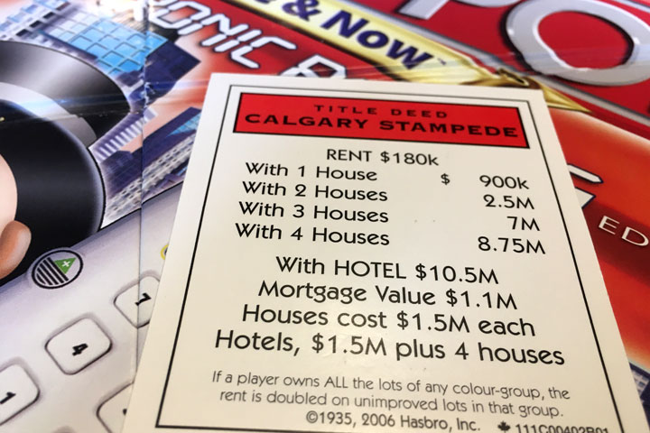 Even when the real Calgary Stampede is over, you can still visit the property … by playing Monopoly.
