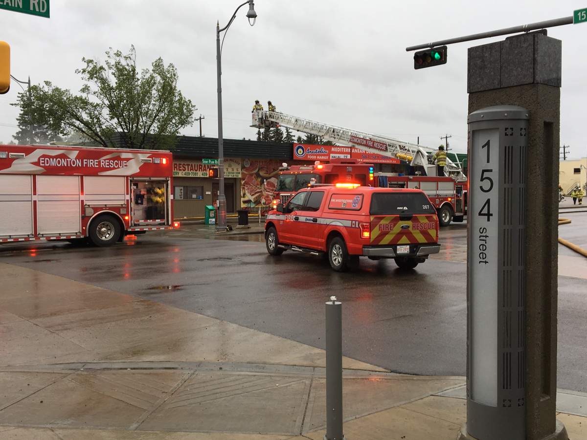 Edmonton Fire Rescue firefighters were called to Moon Palace Restaurant on Stony Plain Road and 154 Street Monday morning. June 11, 2018.