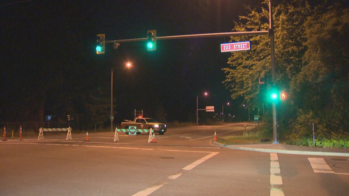 Ridge Meadows RCMP on scene at Golden Ears Way and 203 Street Tuesday night.