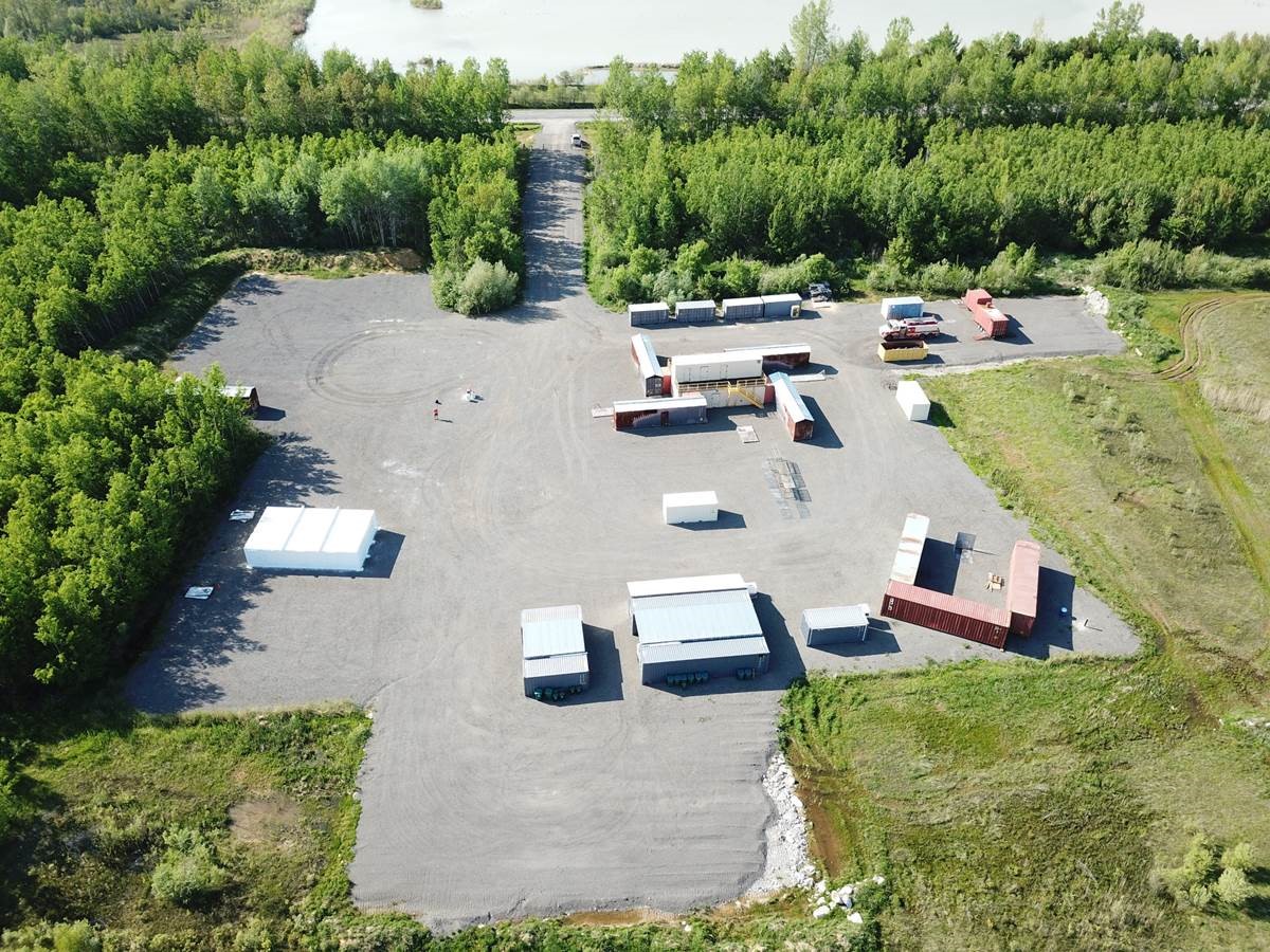An aerial view of the training facility where Ottawa Fire Services has been rolling out a new firefighting curriculum to Canadian and international participants. The site is located at 4041 Moodie Dr., in the southwest end of Ottawa.