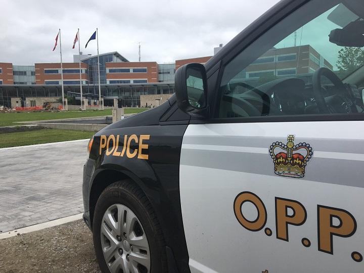 An OPP cruiser is parked outside the Ontario Provincial Police headquarters in Orillia.