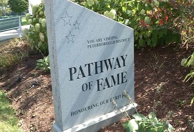 The Pathway of Fame at Del Crary Park in Peterborough recognizes individuals who have made significant contributions to the community.