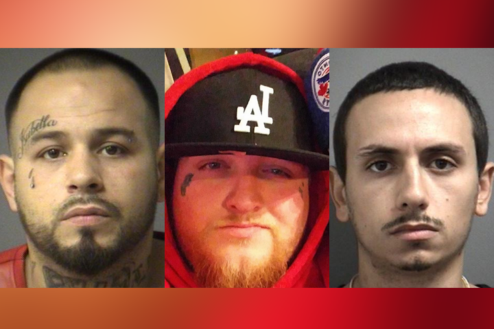 Peel police say William Barreira, Brandon Dawson and Christopher Travassos-Alves are wanted on 12 counts of break and enter.
