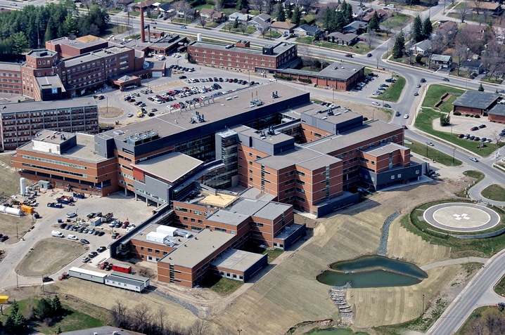 An aerial view of the Peterborough Regional Health Centre.