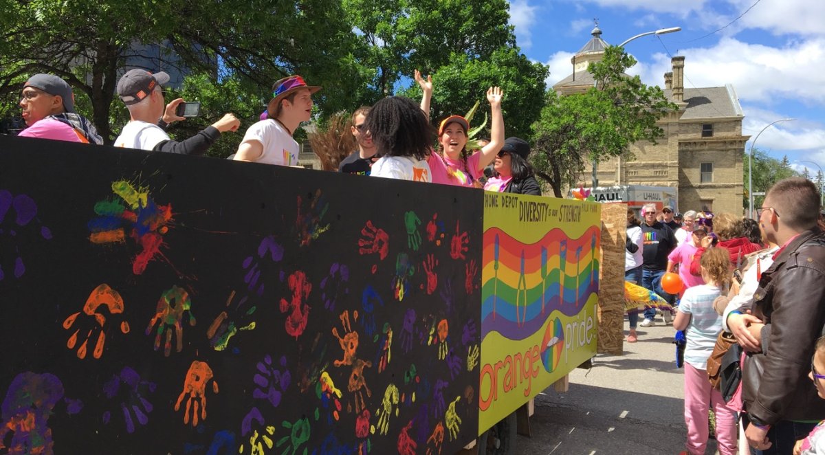 Thousands march through downtown Sunday at Winnipeg Pride Parade