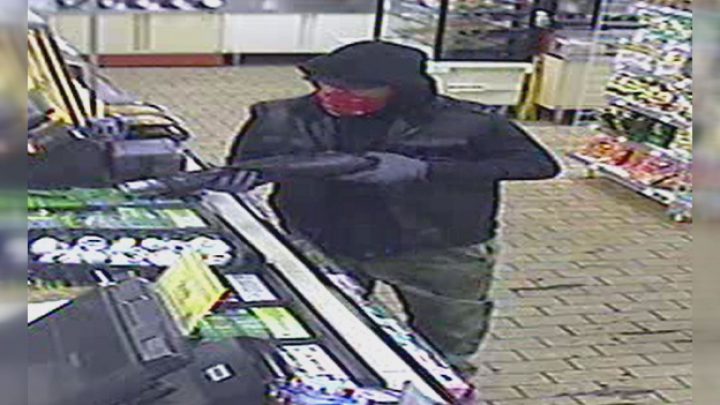 A surveillance photo of the suspect in the armed robbery of a 7-Eleven in Prince Albert, Sask., on June 13, 2018.