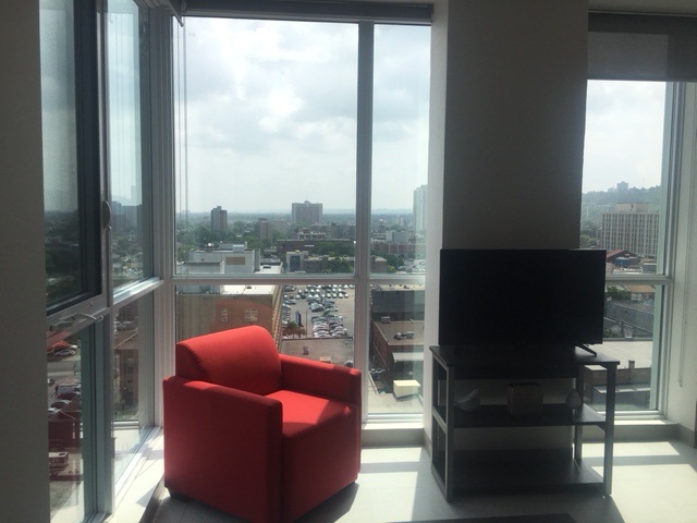 A view from an eighth floor unit at downtown Hamilton's new student residence.