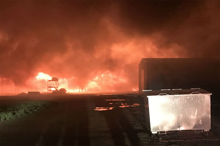 The Rosetown Fire Department arrived at the farm owned by Quebec-based Olymel to find it engulfed in flame.