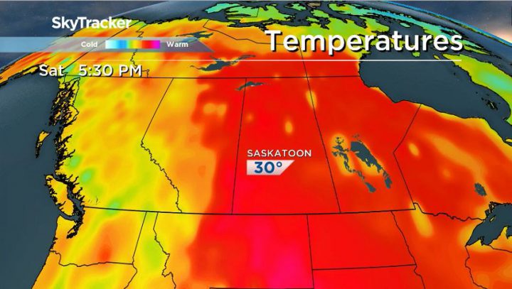 Saskatoon will finish the work week with mid-20 degree temperatures, before a hot and humid weekend. 