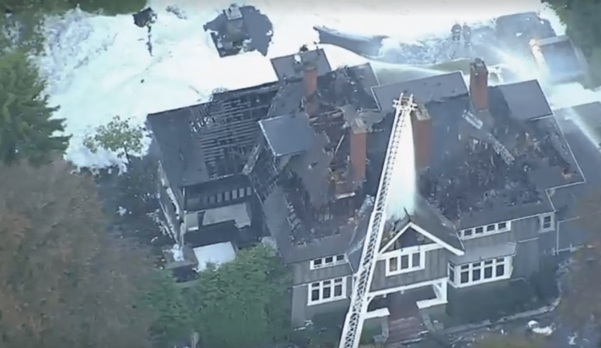 The fire-damaged heritage mansion at 3737 Angus Drive in Vancouver.