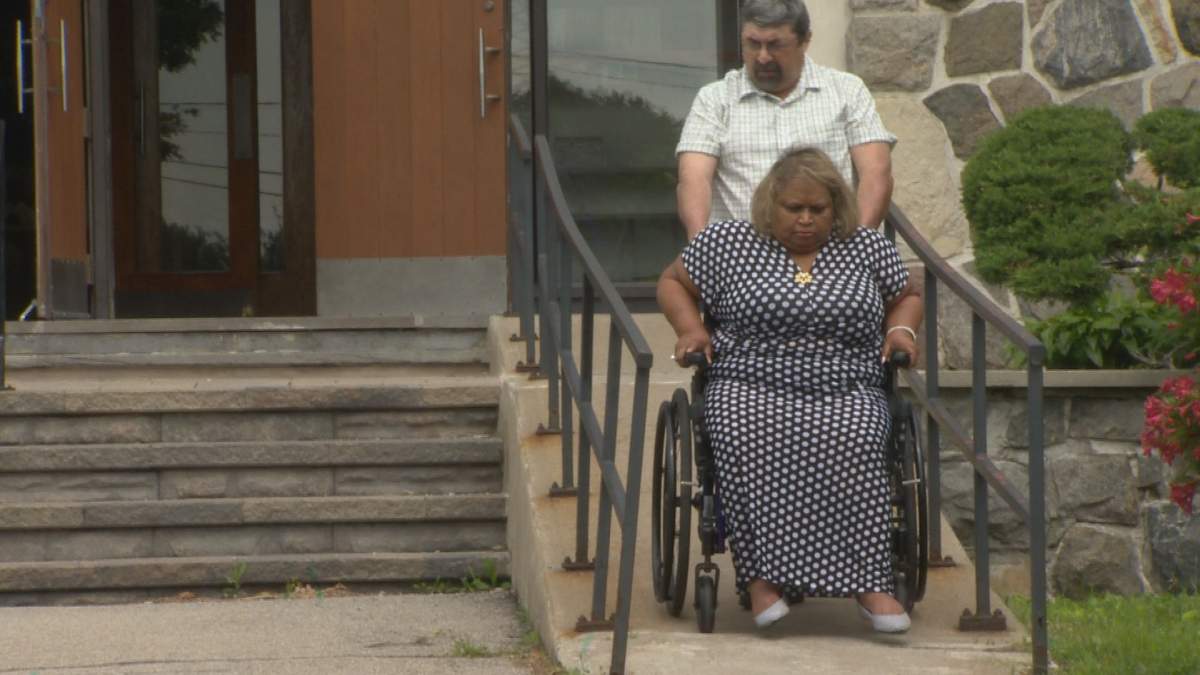 Lovie Rivard told Global News the ramp at Mary Queen of Peace doesn’t make it accessible. Sunday, June 24, 2018. Billy Shields/Global News