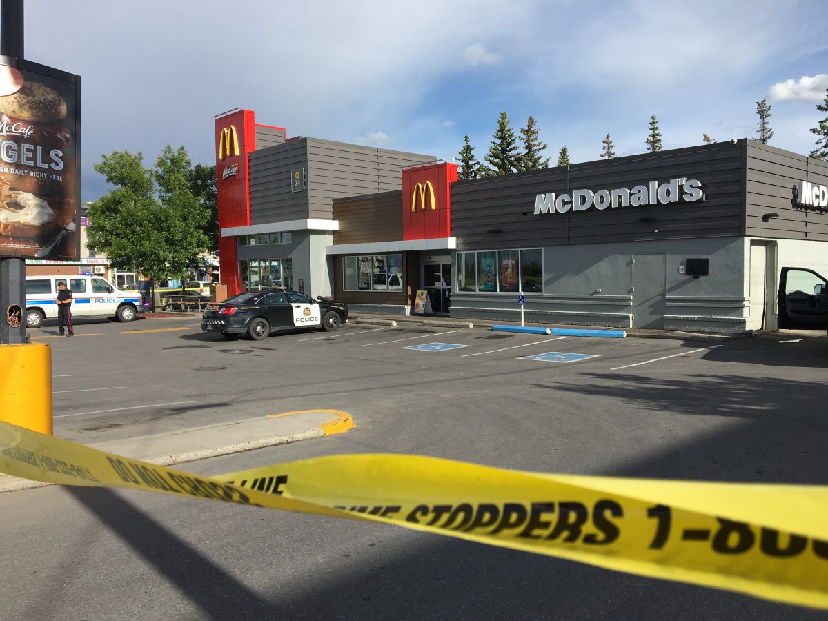 Police at the scene of a stabbing in Calgary's southwest. 