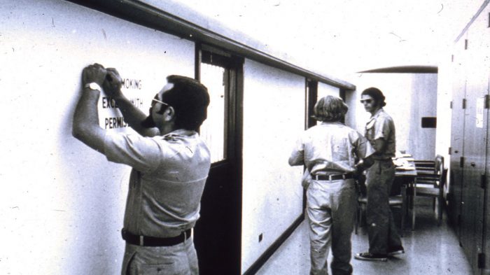 Guards are shown during the Stanford County Prison Experiment in 1971.