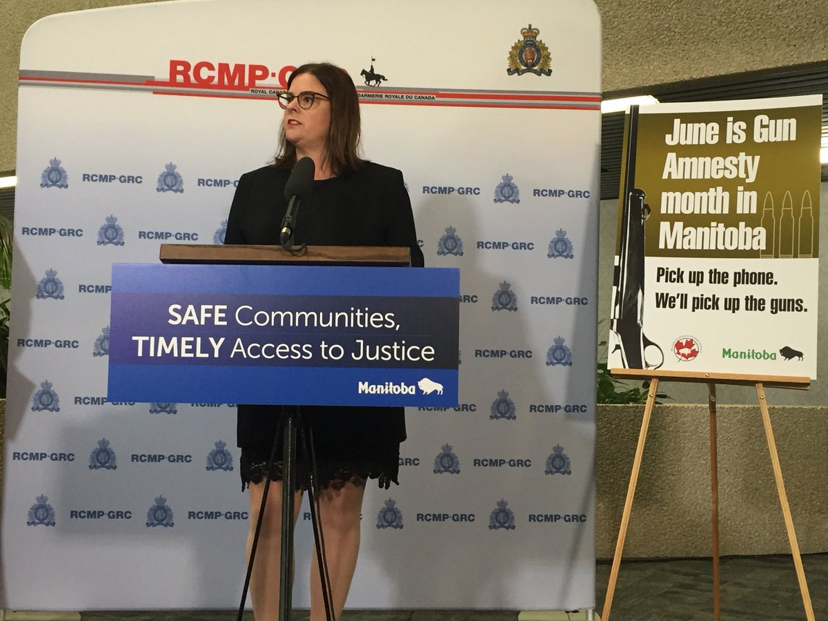 Manitoba Justice Minister Heather Stefanson announces Gun Amnesty Month.
