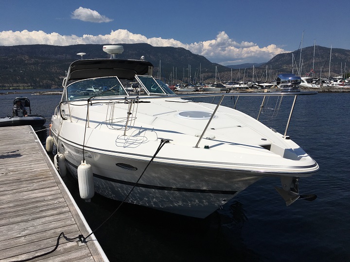 This 34-foot cabin cruiser was stolen around noon on Tuesday in Kelowna, but marina employees quickly contacted the RCMP while it was still leaving the area, resulting in the arrest of an individual.