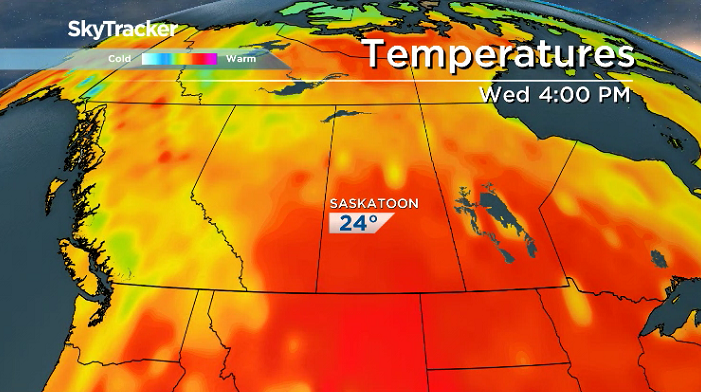 Temperatures warm back up into the mid-20s on Wednesday.