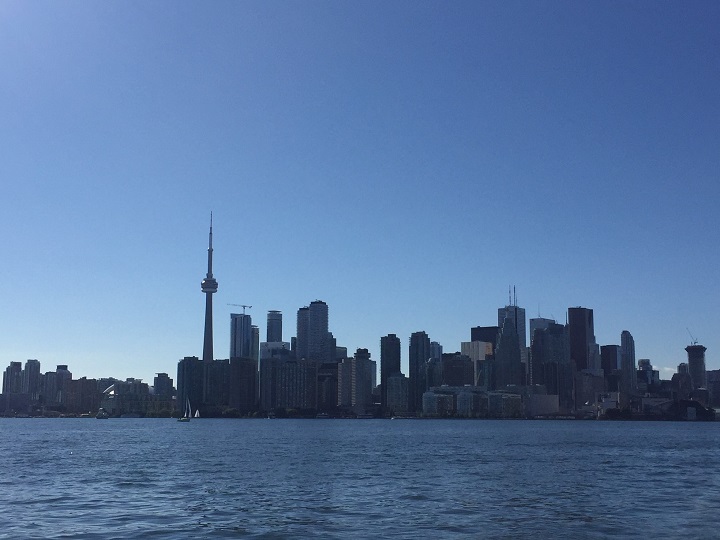 The Toronto skyline, as seen from a ferry. 