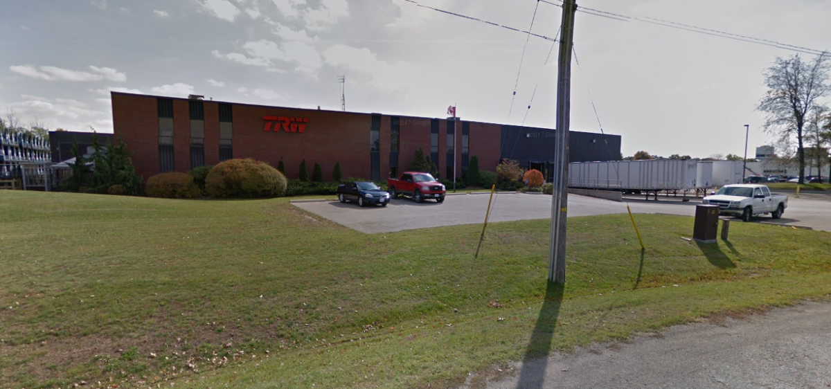 A photo of the TRW Automotive plant, located in Tillsonburg, Ontario.