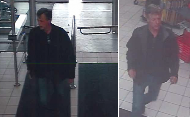 Police are looking to identify a suspect (above) in connection with label fraud.