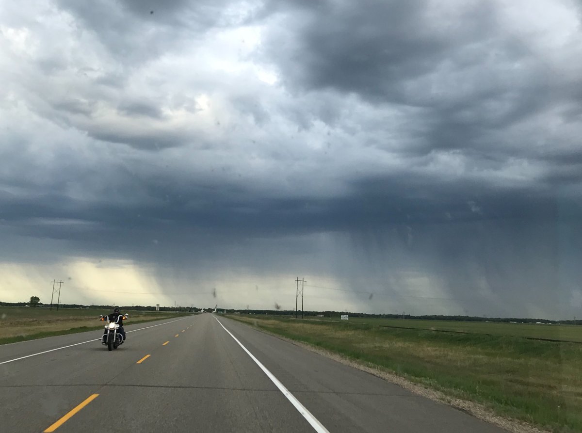 Trying to outrun a storm in Portage la Prairie.