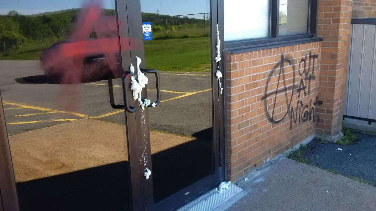 Police say this church was vandalized early Wednesday morning.