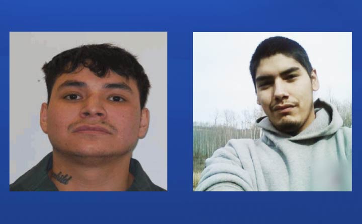 Shellbrook RCMP issued arrest warrants for Keith Stonechild (left) and Matthew Lafond (right) in relation to an armed robbery.
