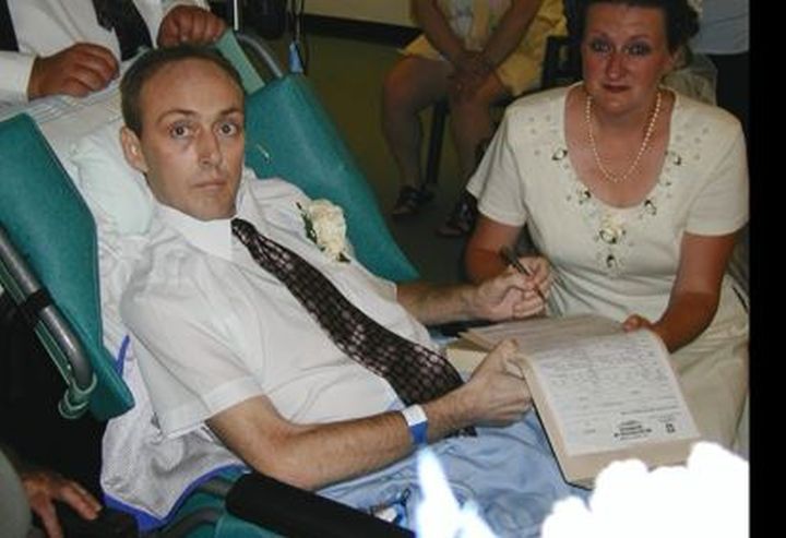 Image is from a wedding video found in a ditch. It is believed to be Kevin and Nancy's wedding in 2005.