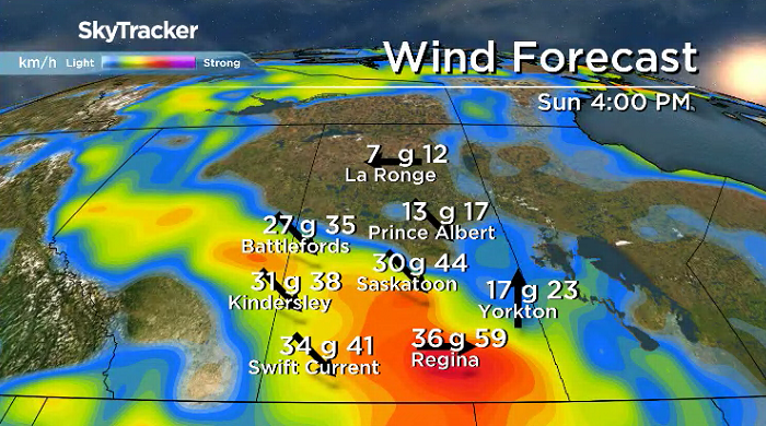 Winds will also pick up on Canada Day across central Saskatchewan.