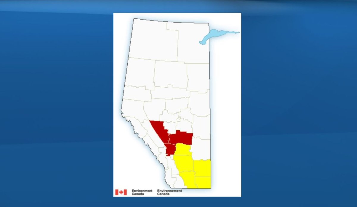 Alberta weather alerts on the afternoon of Sunday, July 1, 2018.