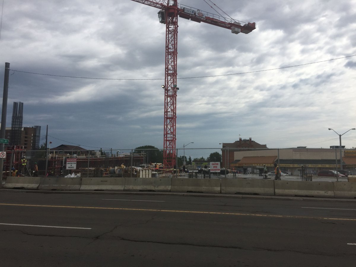 Development on Edmonton's "Five Corners" project continues on July 13, 2018.