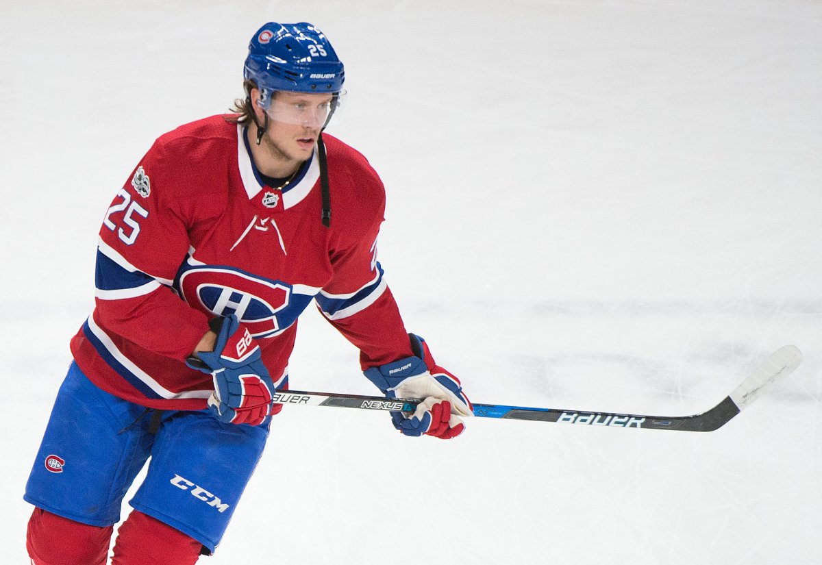 Montreal Canadiens' Jacob de la Rose skates during an NHL hockey game against the Columbus Blue Jackets in Montreal, Monday, November 27, 2017. 