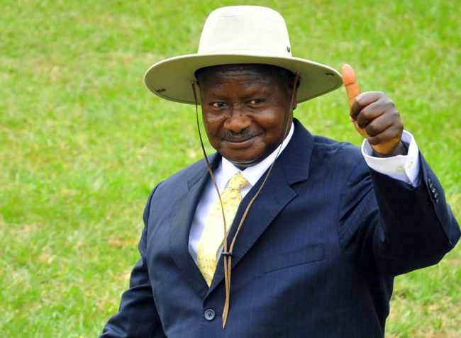 Ugandan President Yoweri Museveni campaigns in Uganda's capital Kampala, Feb. 12, 2011.


