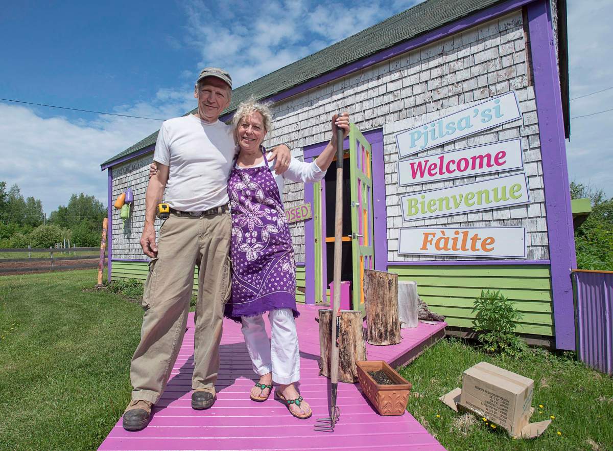 Writer, poet and educator Sheree Fitch and her husband Gilles Plante, a retired CBC cameraman and expert carpenter, are seen at their hobby farm Happy Doodle Do in River John, N.S., on Saturday, June 16, 2018.