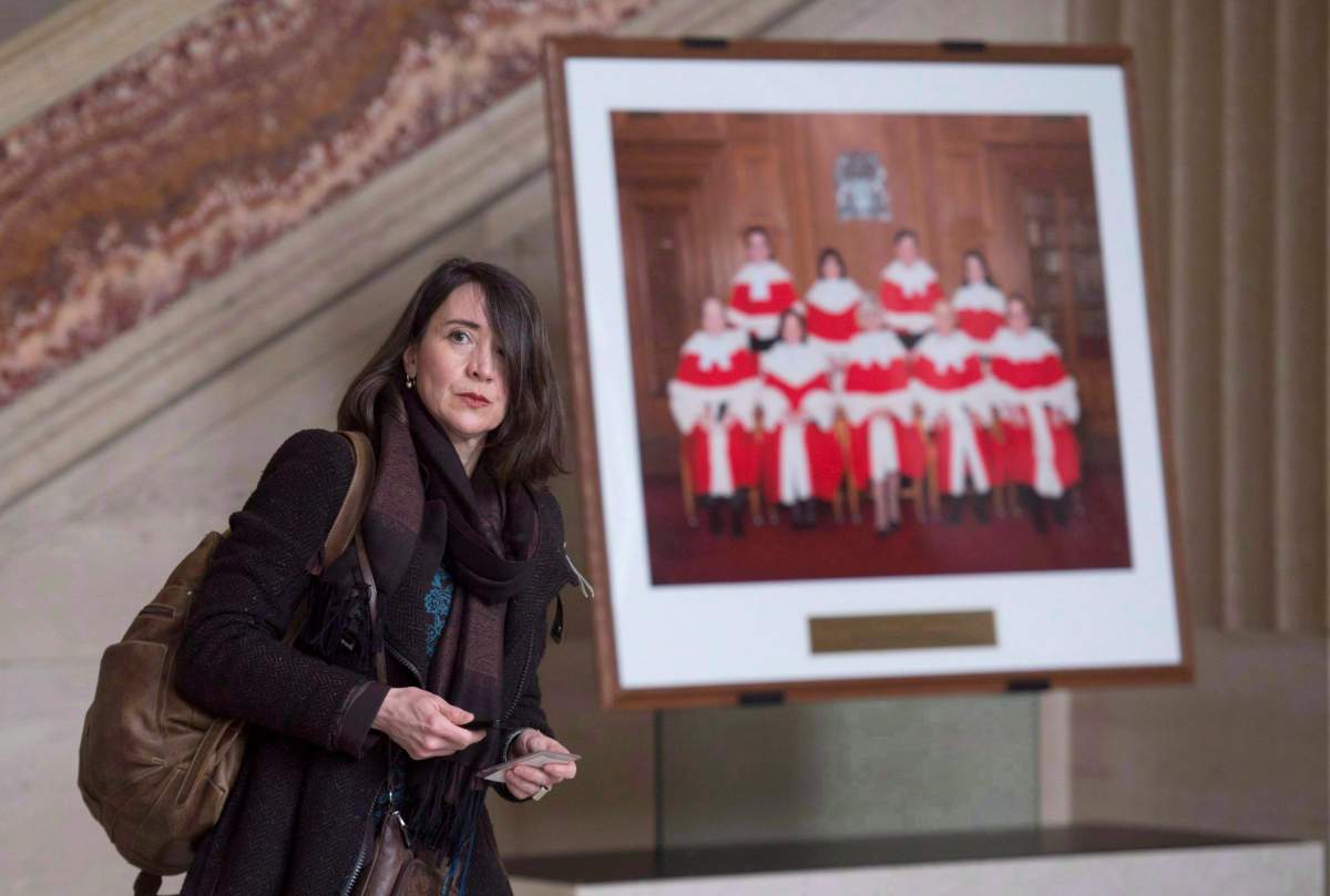 Ecole Polytechnique shooting survivor Nathalie Provost leaves the Supreme Court of Canada following a decision on Quebec's gun control records in Ottawa on March 27, 2015. 