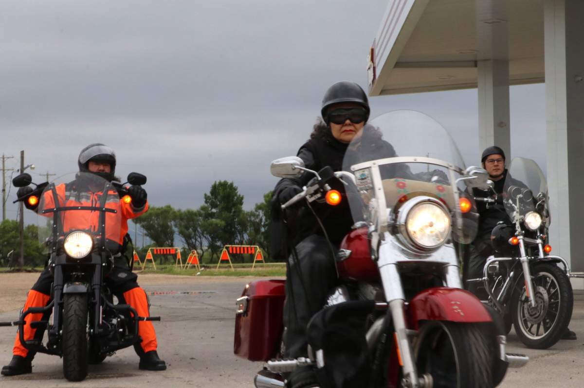 Indigenous lawyer and activist Joan Jack, shown leaving Winnipeg on Friday, July 20, 2018, is leading the Treaty Freedom Riders on a journey from Winnipeg to Vancouver to raise awareness around a class-action lawsuit for former Indian day school students.