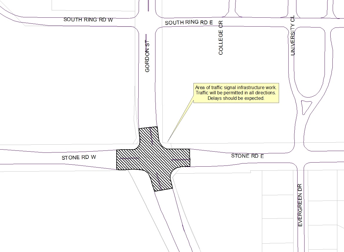 Paving work is scheduled to begin at the intersection of Stone Road and Gordon Street on August 16.