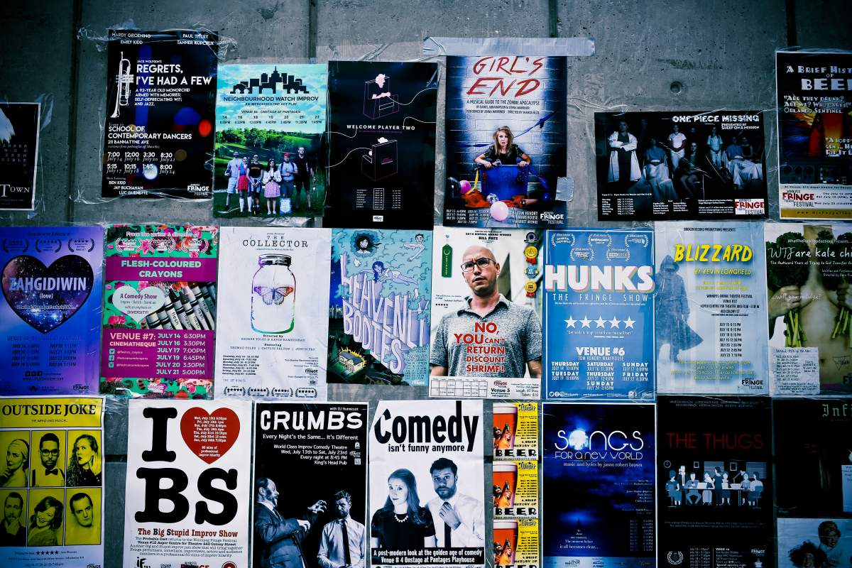 Posters for Winnipeg Fringe Festival plays.